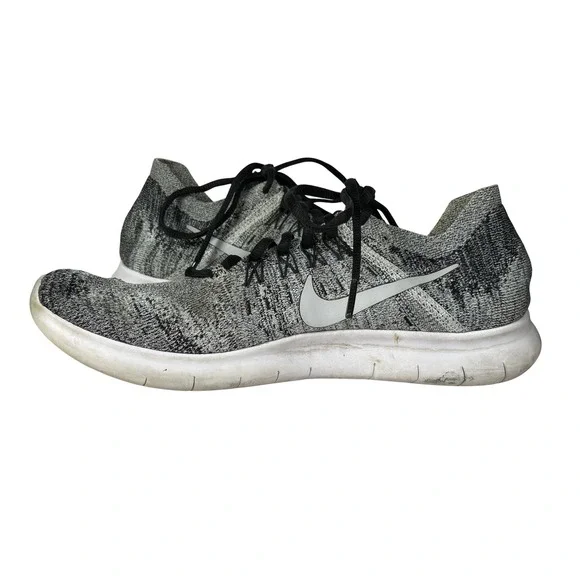 Nike Free RN Flyknit 2017 Womens 10 Black White Running Trainer Gym Athleisure - Picture 5 of 7